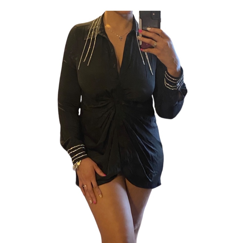 Satin Diamond Button Up Shirt/Dress